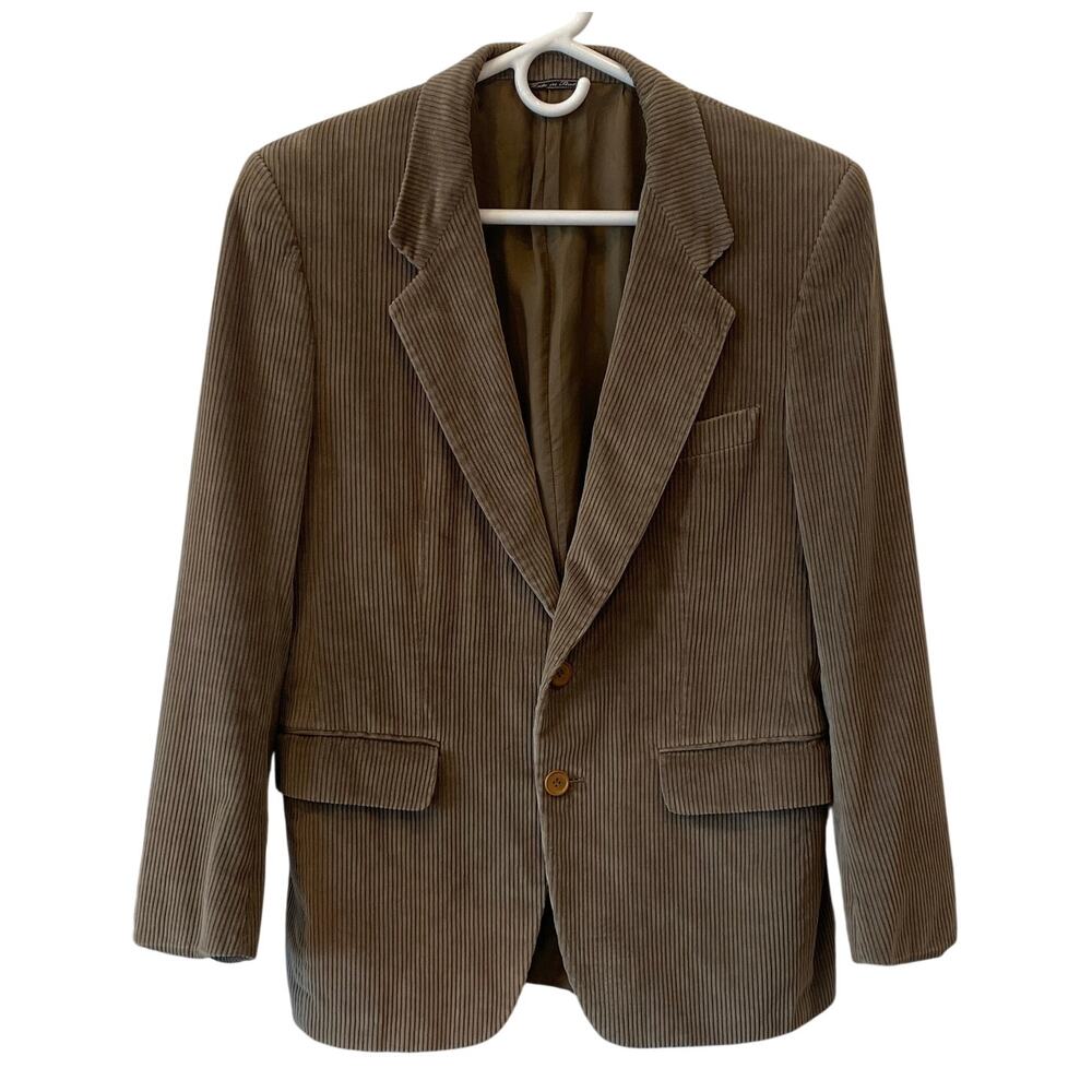 Zegna WilkesBashford Vintage Taupe Brown Cotton Corduroy Blazer Jacket Italy 38R